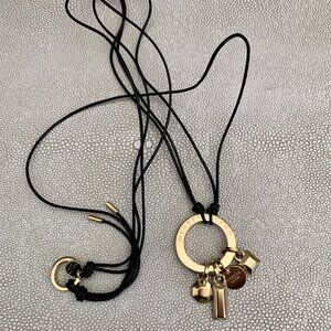 Dyrberg/Kern Thordis gem shaped pendant leather necklace